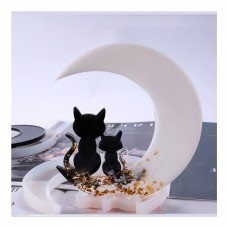 Молд "2 кота на луне" силиконовая форма для эпоксидной смолы 