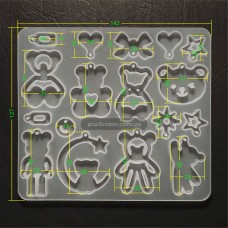 Молд Ведмеді №17, Сережки, Брелок, Кулон, Підвіска - форми силіконові фігури для епоксидної смоли  