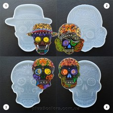 Набор креативных костеров - подставки для чашек "Череп в цветах" 4шт. Молды - силиконовые формы для эпоксидной смолы