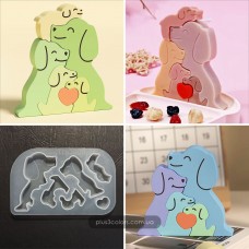 Пазл - статуетка "Собача родина". Силіконовий молд для гіпсу, епоксидної смоли, форма для свічки Пазл - статуетка "Собача родина". Силіконовий молд для гіпсу, епоксидної смоли, форма для свічки