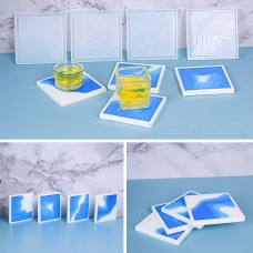 Молд подставка под чашку, силиконовая форма для эпоксидной смолы М11X4 Морской берег