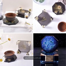 Молди восьмикутних костерів (підставки під чашку) з органейзером, силіконова форма для епоксидної смоли 