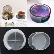 Молди круглих костерів (підставки під чашку) з органейзером, силіконова форма для епоксидної смоли 