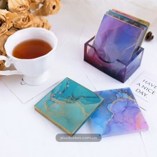 Молды квадратных костеров (подставки под чашку) с органейзером, силиконовая форма для эпоксидной смолы 