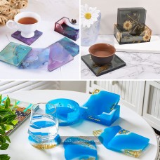 Молды квадратных костеров (подставки под чашку) с органейзером, силиконовая форма для эпоксидной смолы 