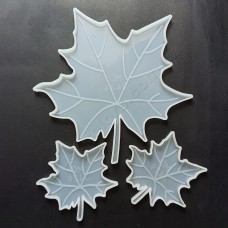 Набір костери-підставоки  3шт Листки Кленові Молди силіконові форма для епоксидної смоли 